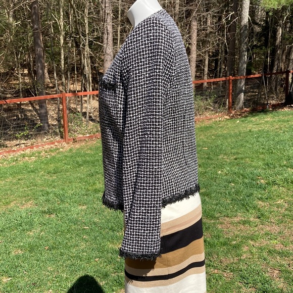 Anthracite zipper or open black and white bouclé jacket with liner size 6 - Picture 4 of 7